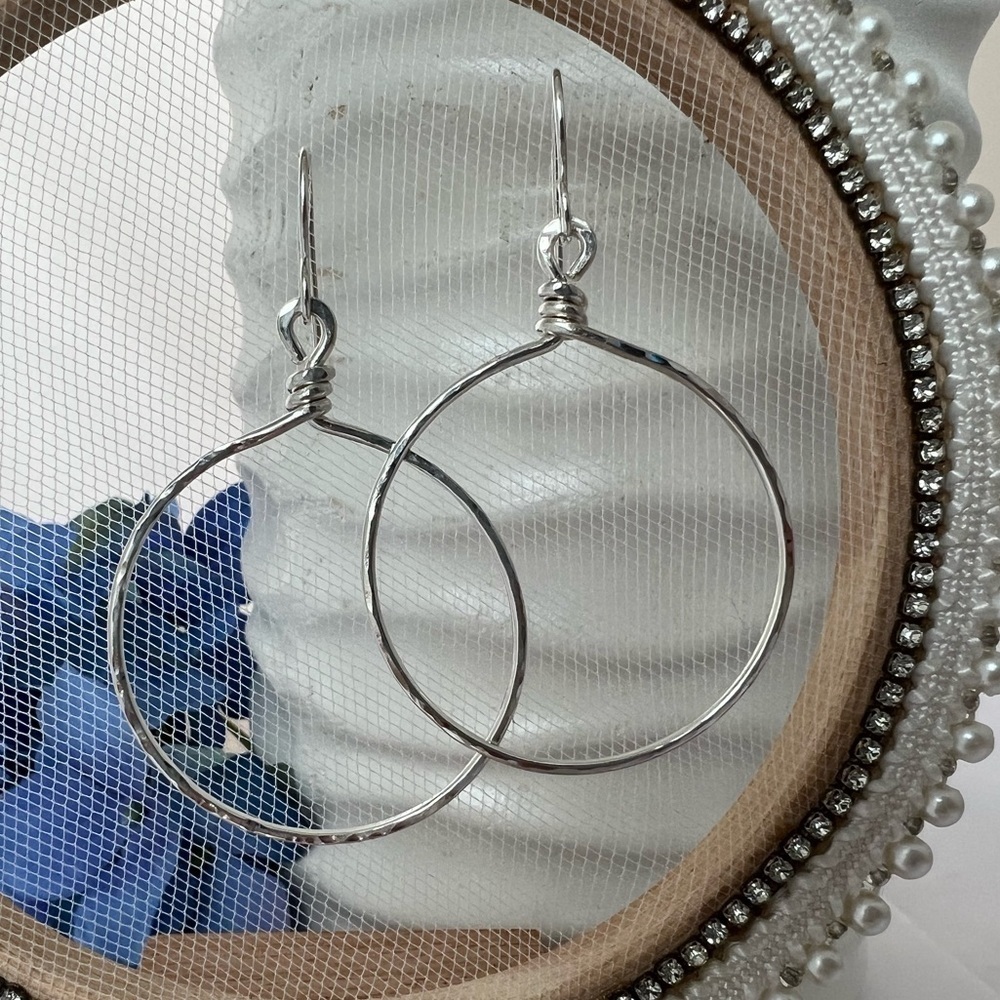 Artisan Sterling Silver Hammered Hoops .925